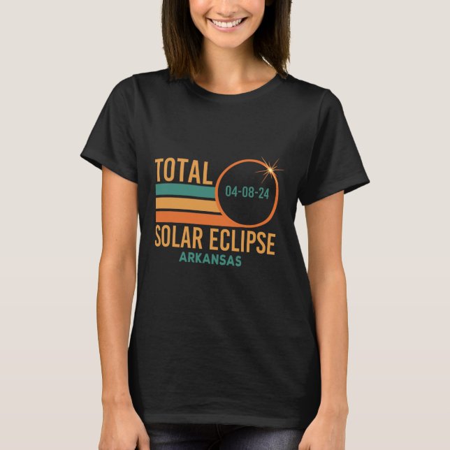 T-shirt Solar Eclipse Arkansas Avril 8 2024 Totalité (Devant)