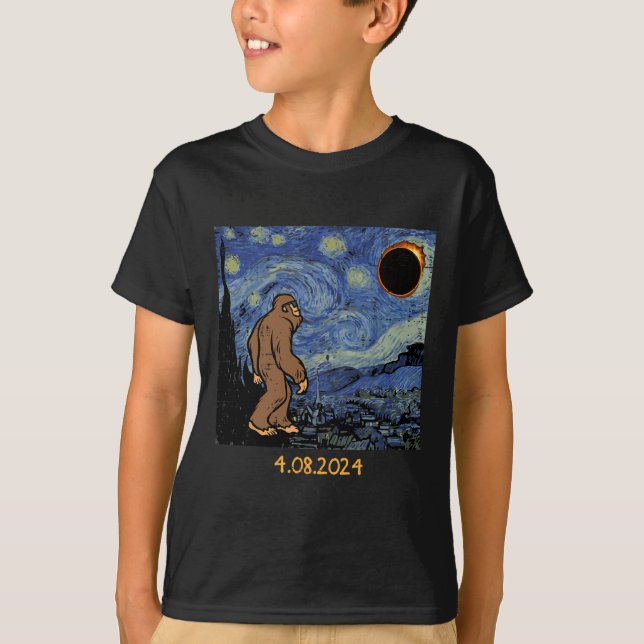 T-shirt Solar Eclipse Bigfoot Starry Night Sasquatatatts M (Devant)