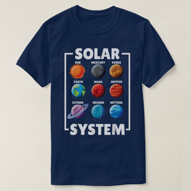 T-shirt Solar Star System Planet Science Astronomy Lovers  (Design devant)
