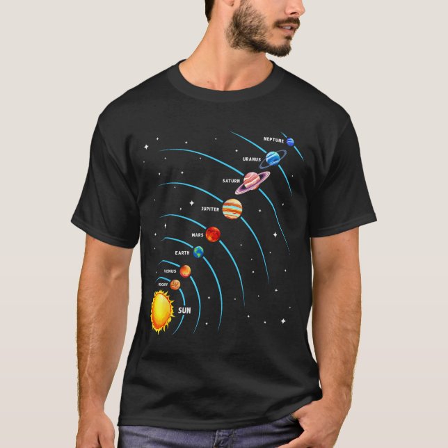 T-shirt Solar System Colorful Space Planets Educational Ki (Devant)
