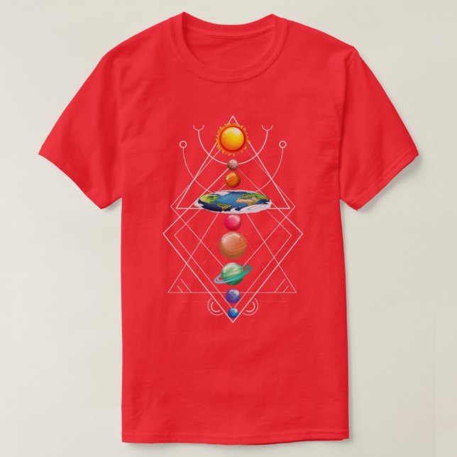 T-shirt Solar System Flat Earth I Love My Planet Space (Design devant)