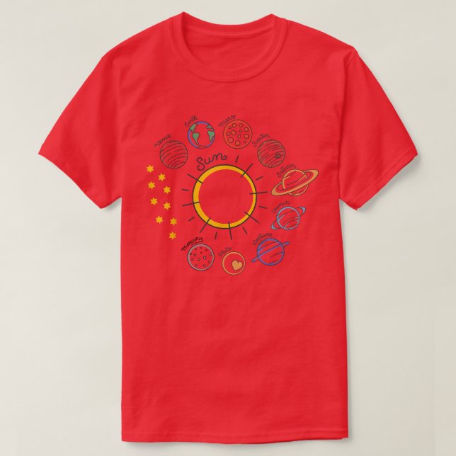 T-shirt Solar System Planets Science Space Boys Girls  (Design devant)