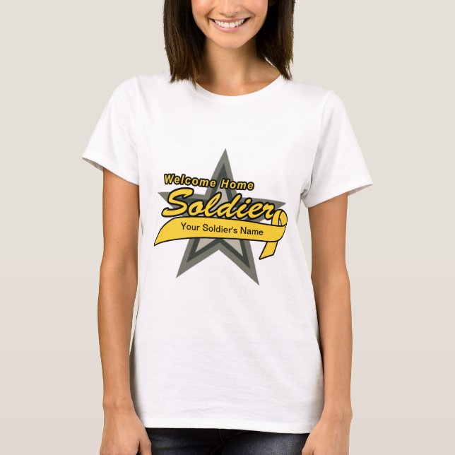 T-shirt Soldat à la maison bienvenu de Customizeable (Devant)