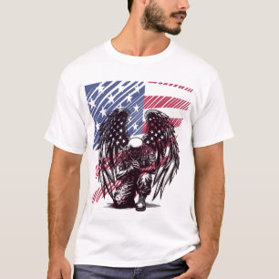 T-shirt Soldat américain ange priant drapeau américain Art