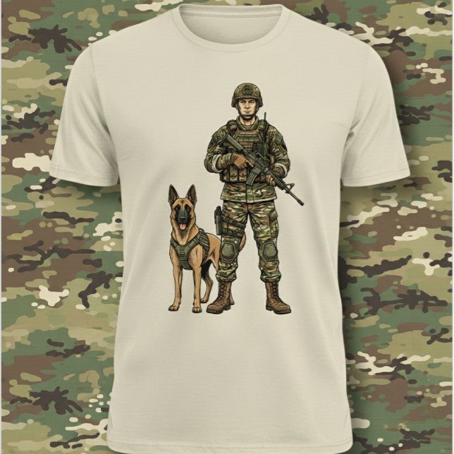 T-shirt Soldat avec chien militaire (Créateur téléchargé)
