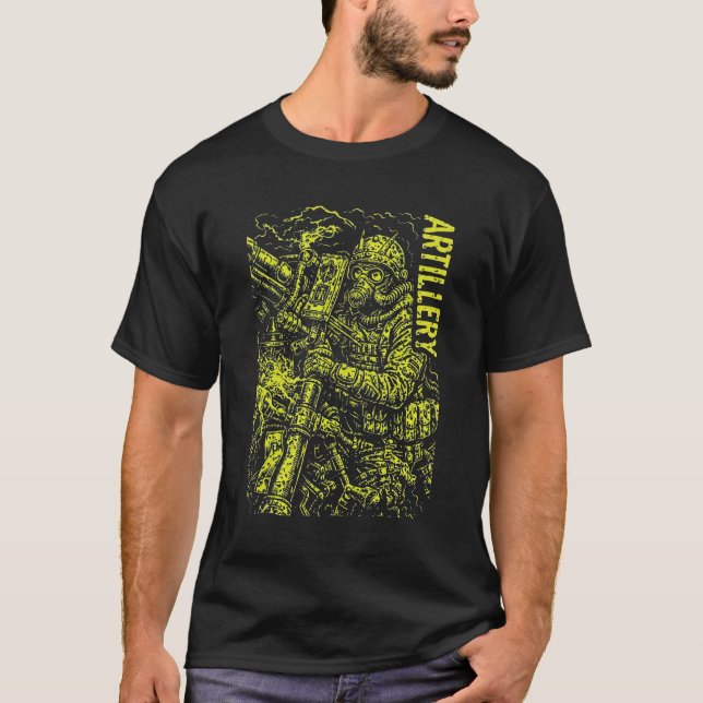 T-shirt Soldat d'artillerie Graphisme à Puissance de Feu É (Devant)