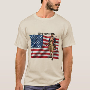 T-shirt Soldat de la guerre d'indépendance et drapeau amér
