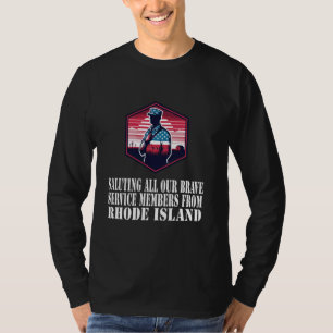 T-shirt Soldat de Rhode Island Silhouette patriotique amér
