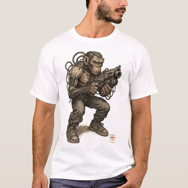 T-shirt Soldat Mutant Gorilla - Guerrier post-apocalyptiqu (Devant)