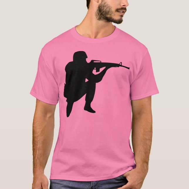 T-shirt Soldat. Noir. RIGHT-Facing. (Devant)