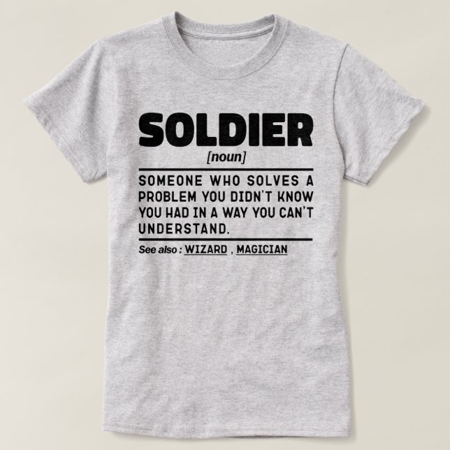 T-shirt Soldat Noun Définition Vétérinaire retraité Père C (Design devant)