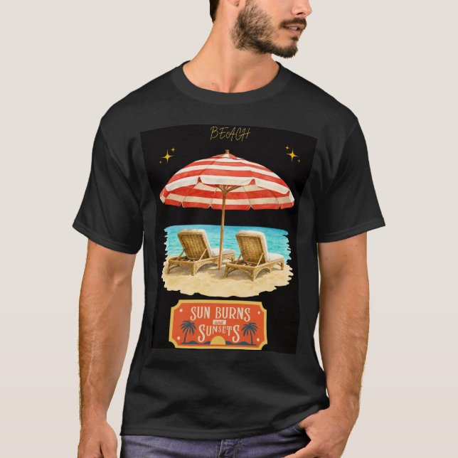 T-shirt soleil brûle la plage d'été  (Devant)