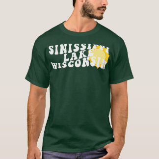 T-shirt Soleil dans Sinissippi Lake Wisconsin Retro Wavy 1