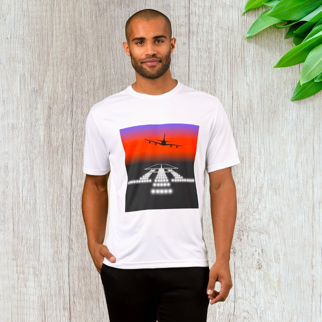 T-shirt Soleil d'approche de l'avion aux feux de piste Avi (Créateur téléchargé)