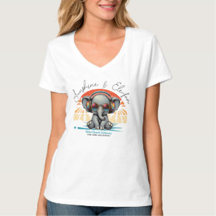 T-shirt Soleil de printemps et éléphant rétro de vacances 
