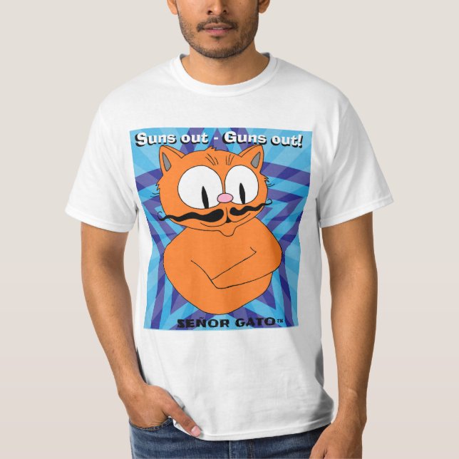 T-shirt Soleil dehors - Canons dehors ! Chat à moustache d (Devant)
