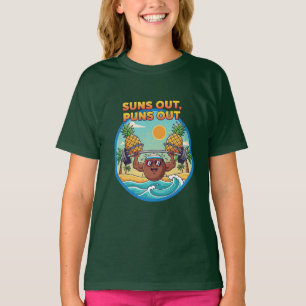 T-shirt Soleil Dehors Jeux de Mots Dehors Badge de Plage