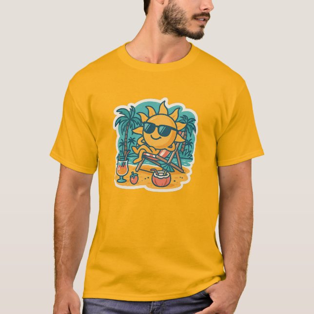T-shirt Soleil d'été cool – Vibes de plage rétro (Devant)