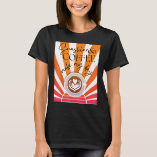 T-shirt Soleil et café été amour Décontracté Graphique D