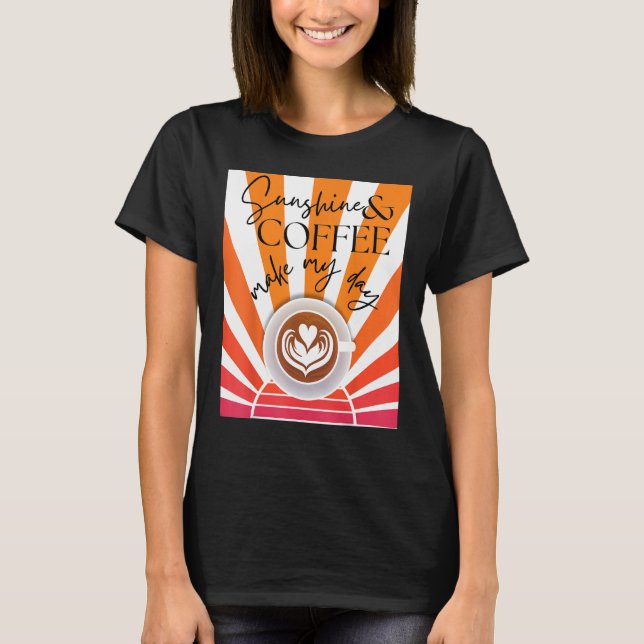 T-shirt Soleil et café été amour Décontracté Graphique D (Devant)