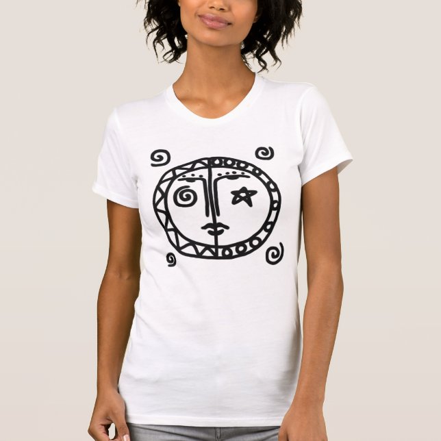 T-shirt Soleil et Lune Art Abstrait à porter (Devant)