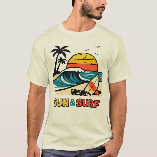 T-shirt soleil et vagues (Devant)