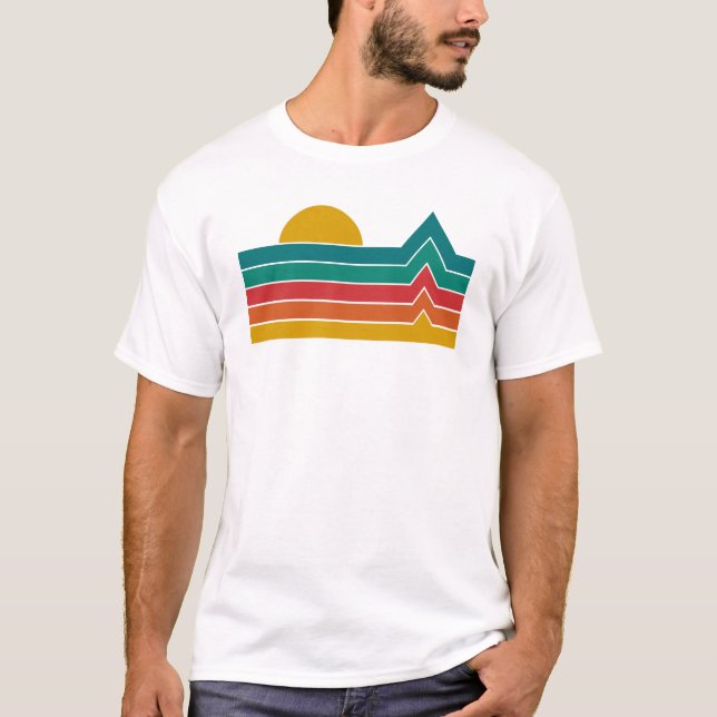 T-shirt Soleil et vagues minimalistes (Devant)