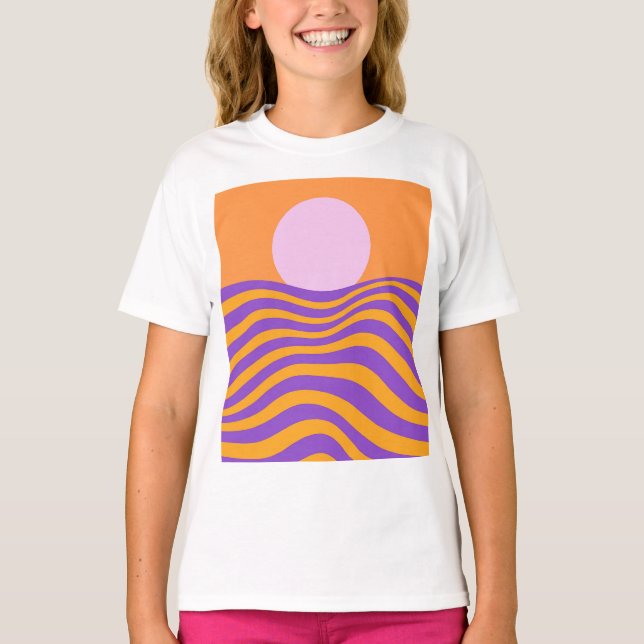 T-shirt Soleil psychédélique et vagues ondulantes1 (Devant)