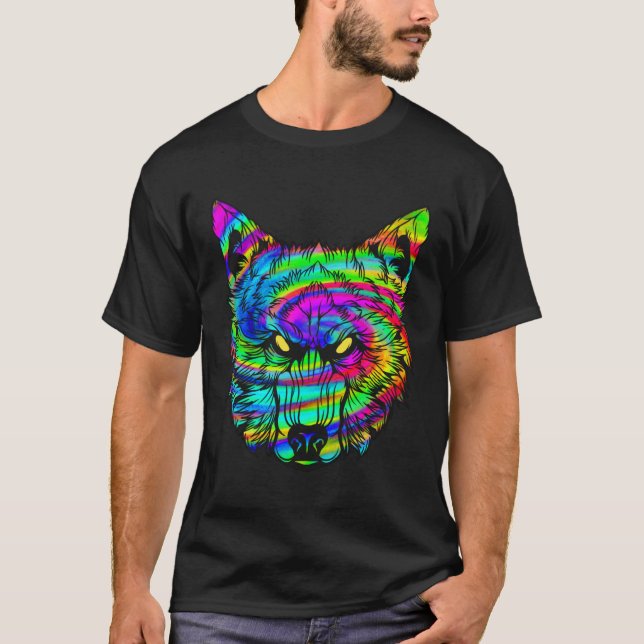 T-shirt Soleil psychédélique Wolf Wolves Hallucinations Tr (Devant)