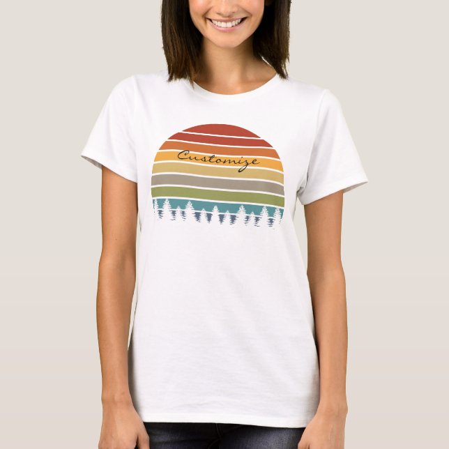 T-shirt Soleil rayé multicolore avec arbres Thunder_Cove (Devant)
