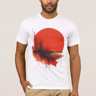 T-shirt Soleil rouge Abstrait avec éclaboussure géométriqu