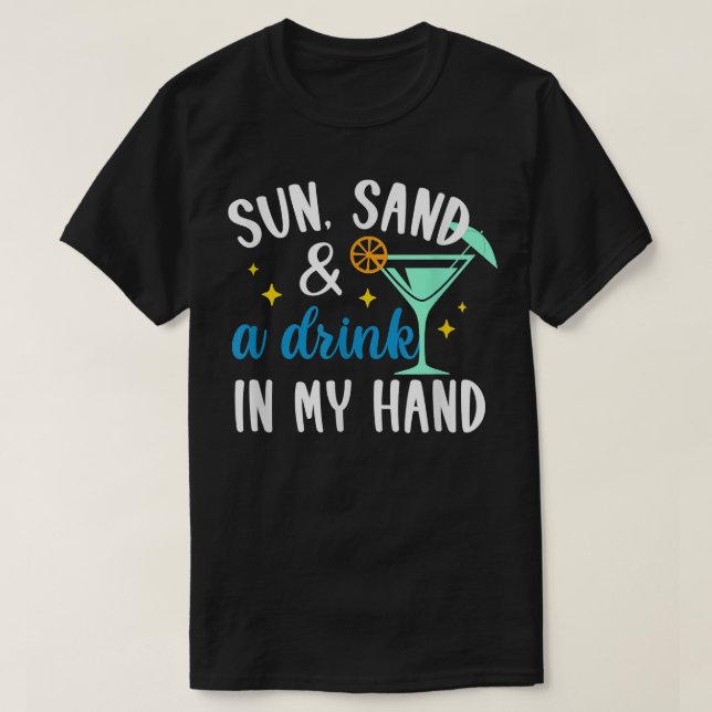 T-shirt Soleil Sable & Boire Dans Ma Main Bridesmaid Beach (Design devant)