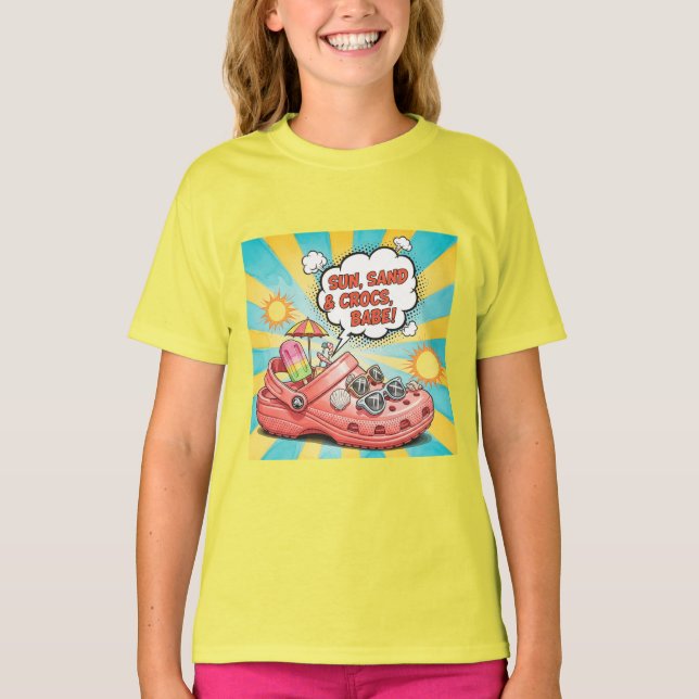 T-shirt Soleil, Sable et Crocs, de Natasha Us   (Devant)