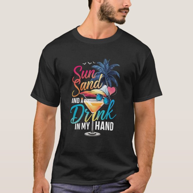 T-shirt Soleil Sable et une Boisson à la Main Croisière de (Devant)
