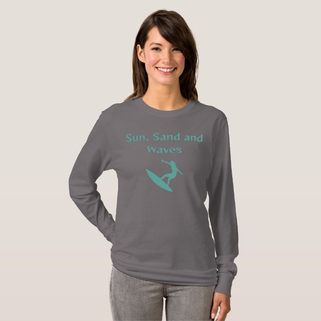 T-shirt Soleil, Sable et Vagues (Devant entier)