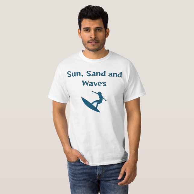 T-shirt Soleil, Sable et Vagues (Devant entier)