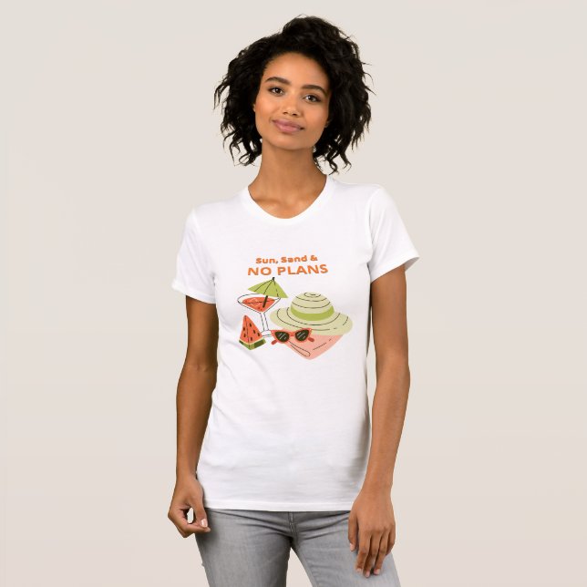 T-Shirt Soleil, Sable & Sans Projets – Cute Été Pl (Devant entier)