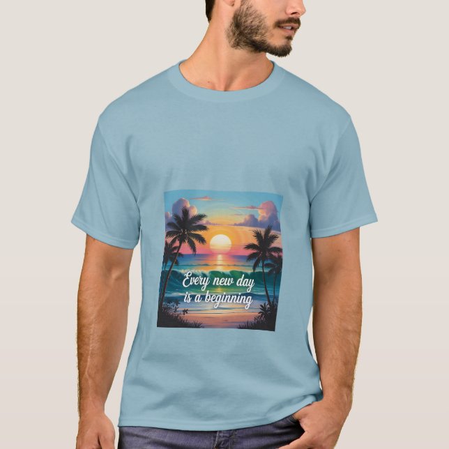 T-shirt soleil se levant de l'horizon (Devant)