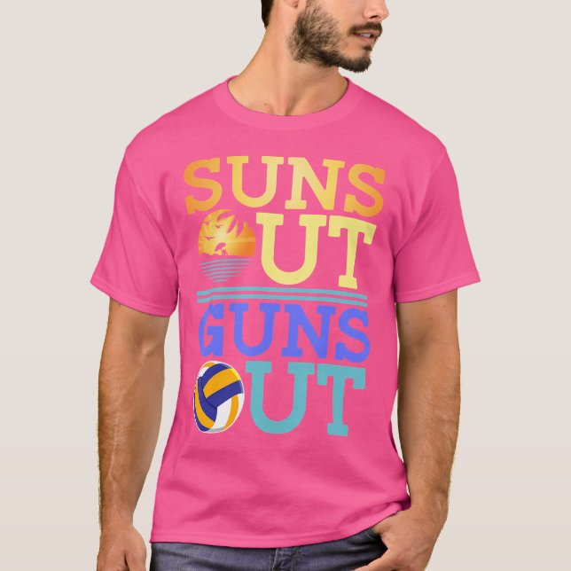 T-shirt Soleil Sortir Des Armes À Volley-ball De Plage (Devant)
