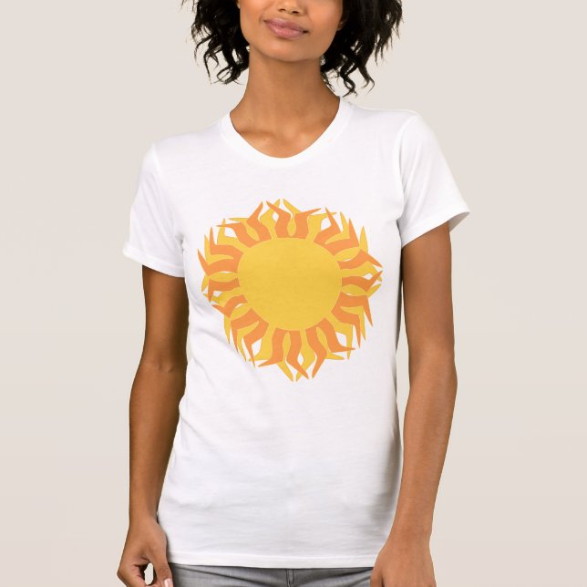 T-shirt Soleil stylisé orange et jaune (Devant)