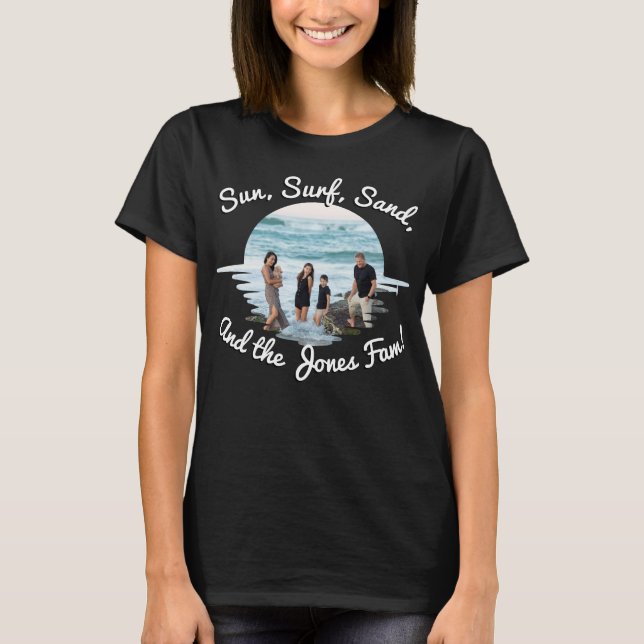 T-shirt Soleil Surf Sable Famille Vacances Coucher de sole (Devant)