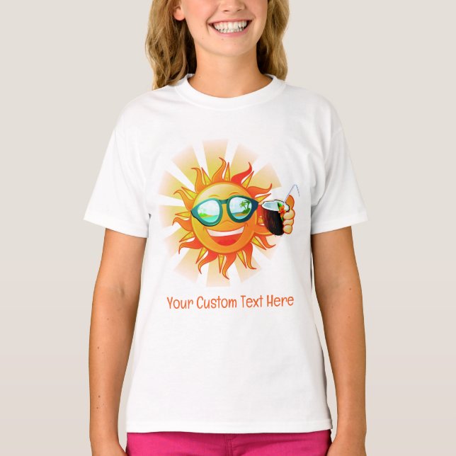 T-shirt Soleil Tropical Texte Personnalisé (Devant)