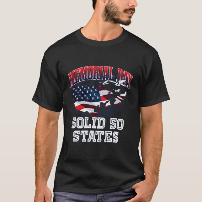 T-shirt Solid 50 États Américain Fier Usa Patriot honoré (Devant)