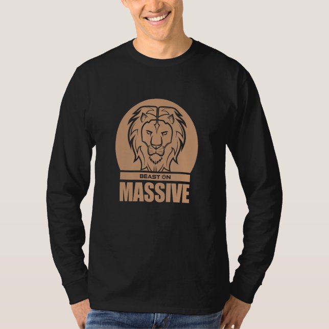 T-shirt Solid Lion Head Beast Beige Gym Fitness Training W (Devant)