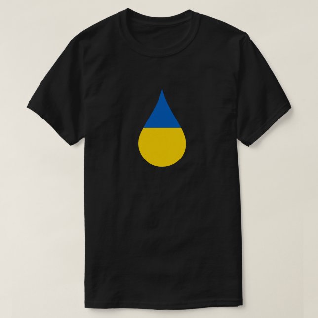 T-Shirt Solidarité au Drapeau Ukrainien en Forme d (Design devant)