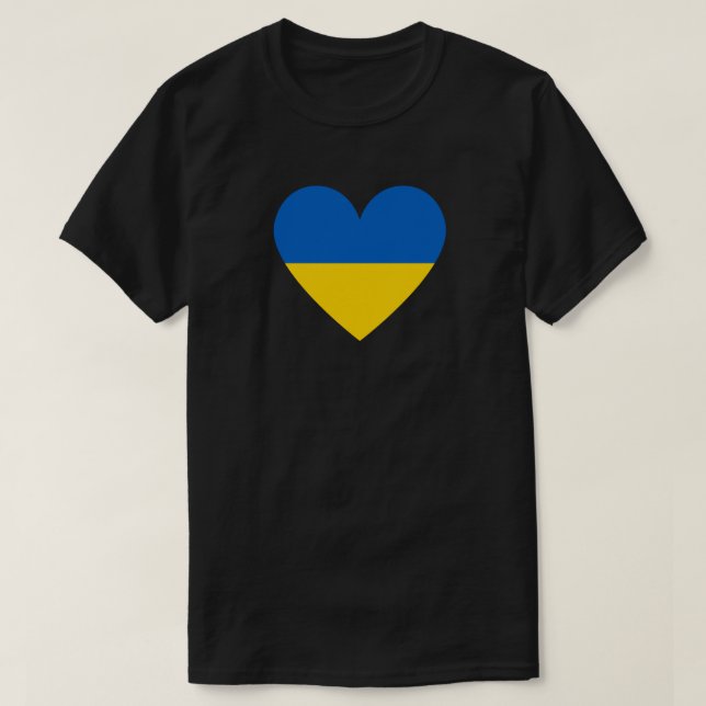 T-shirt Solidarité Coeur du drapeau ukrainien (Design devant)