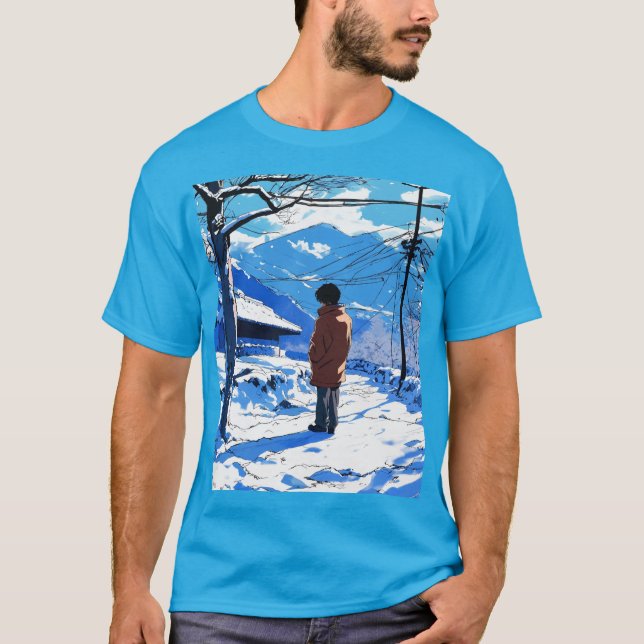 T-shirt Solitude nostalgique - 90s Anime hiver esthétique (Devant)