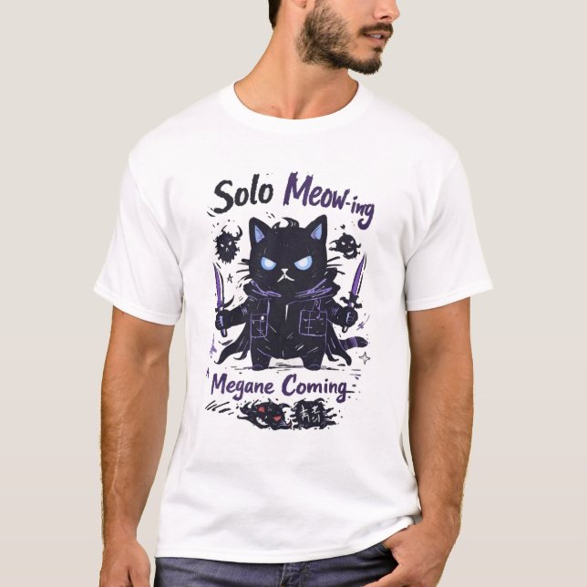 T-shirt Solo Meow-ing – Shadow Hunter Cat Parody (Devant)