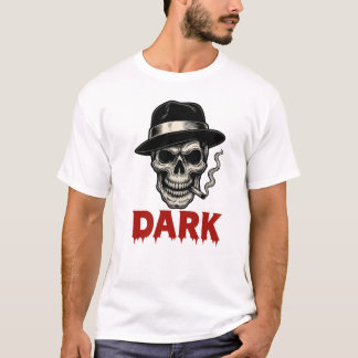 T-shirt sombre avec crâne fumant cigare
