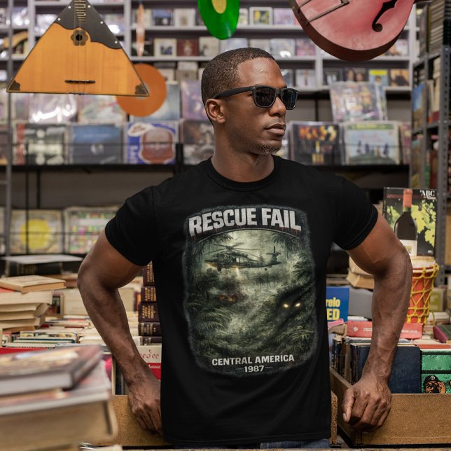 T-shirt sombre pour hommes Rescue Fail (There’s something out there waiting for us… and it ain’t no man.)
